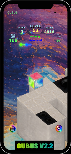 Cubus level with a purple and orange living canvas