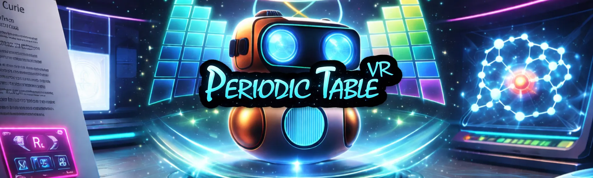 Periodic Table VR key art featuring Atlas and atomic visuals